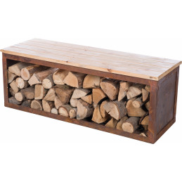 RedFire BENCH TYR stylový ocelový dřevník 120 cm, lavice s úložným prostorem