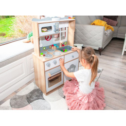 Dřevěná kuchyňka na hraní pro děti s doplňkovým příslušenstvím, ECOTOYS