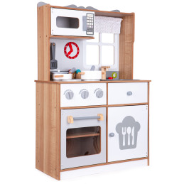 Dřevěná kuchyňka na hraní pro děti s doplňkovým příslušenstvím, ECOTOYS